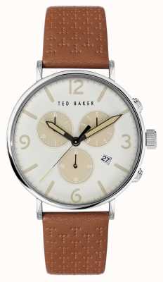 Ted Baker Barnett-horloge met bruine leren band en achtergrondverlichting BKPBAS202