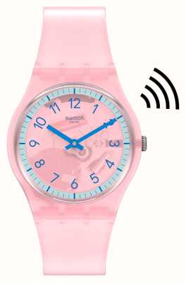 Swatch Roze loon! unisex roze semi-transparante band SVHP100-5300