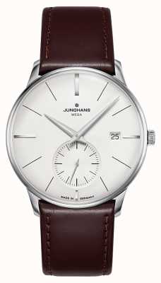 Junghans Meister mega kleine sekunde donkerbruine leren band saffierglas 58/4902.02