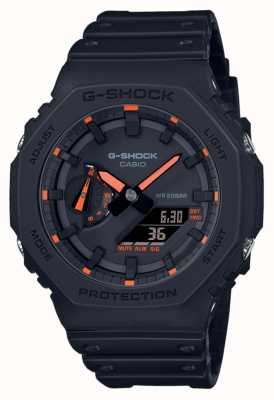 Casio G-shock 2100 utility black serie oranje details GA-2100-1A4ER