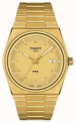 Tissot Prx 40 205 | gouden wijzerplaat | goud pvd vergulde stalen armband T1374103302100