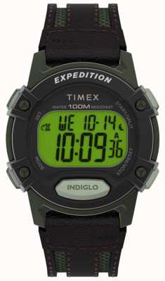 Timex Heren | expeditie | digitaal | zwarte leren band TW4B24400