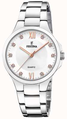 Festina Dames stalen horloge met cz set & stalen armband F20582/1