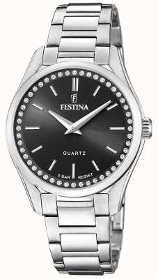 Festina Dames stalen horloge met cz set & stalen armband F20583/4