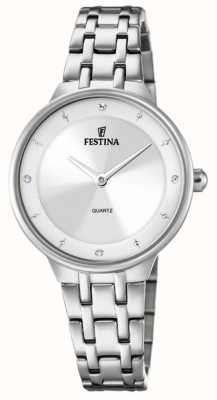 Festina Dames stalen horloge met cz sets & stalen armband F20600/1