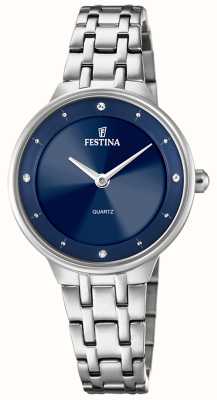 Festina Dames stalen horloge met cz sets & stalen armband F20600/3