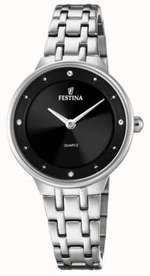 Festina Dames stalen horloge met cz sets & stalen armband F20600/4