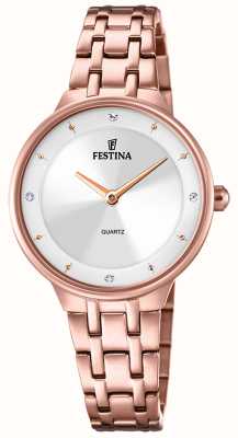 Festina Dames rose-pltd. horloge w/cz set & stalen armband F20602/1