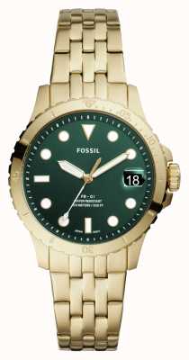 Fossil Dames fb-01 | groene wijzerplaat | gouden roestvrijstalen armband ES4746