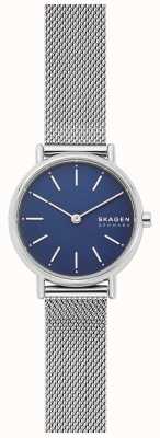 Skagen Signatur lille stalen mesh horloge blauwe wijzerplaat SKW2759