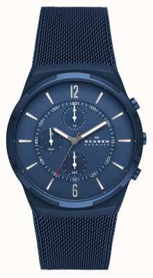 Skagen Melbye chronograaf chronograaf oceaanblauw roestvrijstalen mesh horloge SKW6803