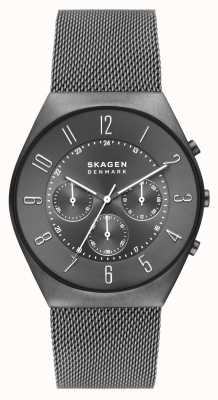 Skagen Grenen chronograaf antracietkleurig roestvrijstalen mesh horloge SKW6821