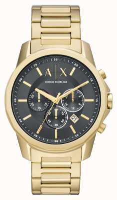 Armani Exchange Heren | zwarte chronograaf wijzerplaat | gouden roestvrijstalen armband AX1721