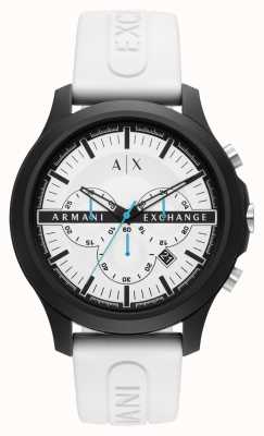 Armani Exchange Heren | witte chronograaf wijzerplaat | witte siliconen band AX2435