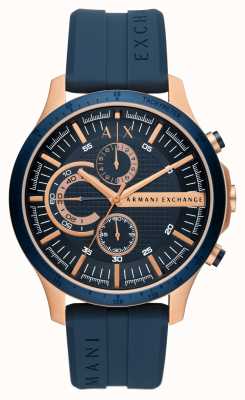 Armani Exchange Heren | blauwe chronograaf wijzerplaat | blauwe siliconen band AX2440