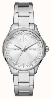 Armani Exchange Dames | wijzerplaat met zilveren kristallen | roestvrijstalen armband AX5256
