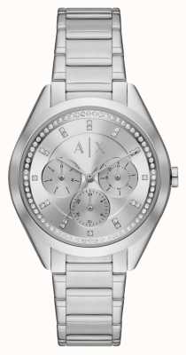 Armani Exchange Dames | zilveren wijzerplaat | kristallen set | roestvrijstalen armband AX5654