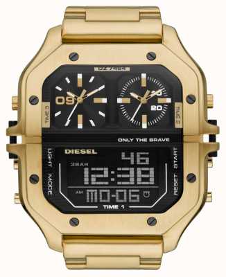 Diesel Ex-display clasher ana-digi goudkleurig roestvrijstalen horloge DZ7454-EXDISPLAY