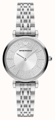 Emporio Armani Dames | wijzerplaat met zilveren kristallen | roestvrijstalen armband AR11445