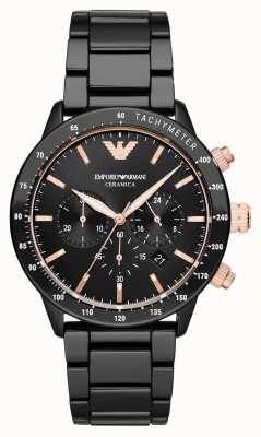 Emporio Armani Heren | zwarte chronograaf wijzerplaat | zwarte keramische armband AR70002
