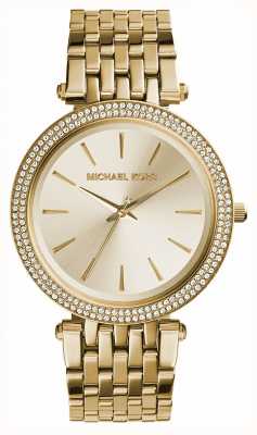 Michael Kors Darci horloge met goudkleurige kristallen bezel MK3191