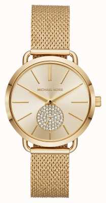 Michael Kors Portia goudkleurige roestvrijstalen horloge met kristallen wijzerplaat MK3844