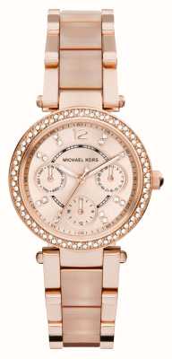 Michael Kors Dames parker 33 mm roze en roségoudkleurig horloge MK6110