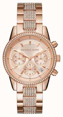 Michael Kors Dames Ritz-horloge met chronograaf-kristallen in roségoud MK6485