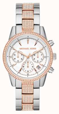 Michael Kors Dames Ritz tweekleurig horloge met kristallen set MK6651
