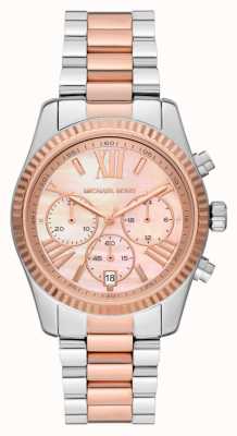 Michael Kors Lexington roségouden en zilverkleurig chronograaf horloge MK7219