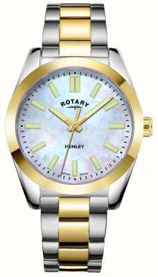 Rotary Henley dames | parelmoer wijzerplaat | tweekleurige armband LB05281/41