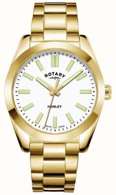 Rotary Henley dames | witte wijzerplaat | gouden pvd armband LB05283/29