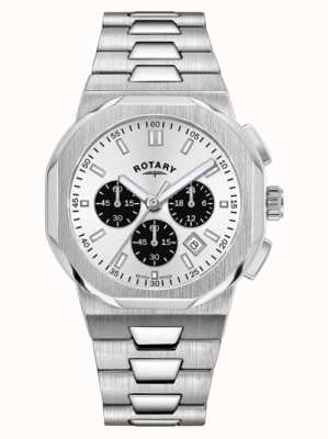 Rotary Herenregent | zilveren chronograaf wijzerplaat | roestvrijstalen armband GB05450/59