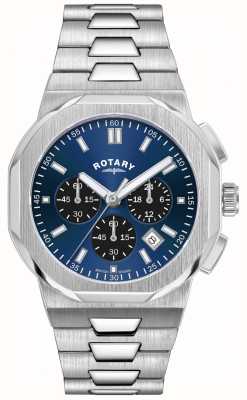 Rotary Herenregent | blauwe chronograaf wijzerplaat | roestvrijstalen armband GB05450/05