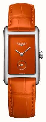 LONGINES Dolcevita oranje wijzerplaat oranje lederen band horloge L55124922