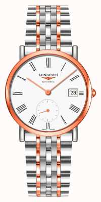 LONGINES Elegant collectie tweekleurig horloge met witte wijzerplaat L43125117