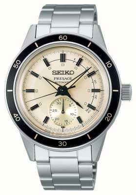 Seiko Presage stijl jaren 60 ivoren wijzerplaat horloge met zwarte bezel SSA447J1