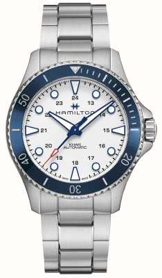Hamilton Kaki marineblauwe scuba automatische (43 mm) witte wijzerplaat / roestvrijstalen armband H82505150