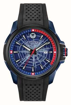 Citizen Marvel spider man eco-drive zwart rubberen horloge AW1156-01W