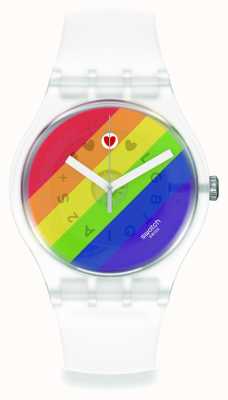 Swatch Pride stripe felle regenboog wijzerplaat horloge SO29K701