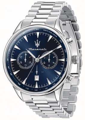 Maserati Traditioneel heren | blauwe chronograaf wijzerplaat | roestvrijstalen armband R8873646005
