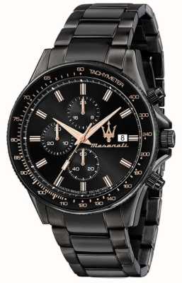 Maserati Heren sfida | zwarte chronograaf wijzerplaat | zwarte roestvrijstalen armband R8873640011
