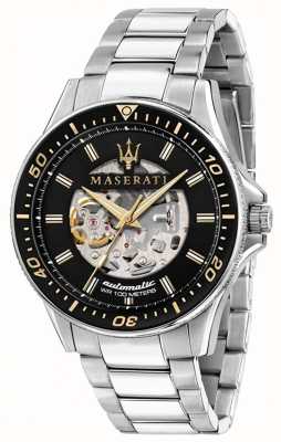 Maserati Heren sfida | zwarte open hart wijzerplaat | roestvrijstalen armband R8823140002