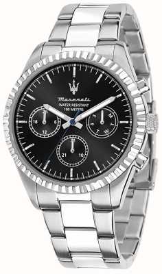 Maserati Competitie heren | zwarte chronograaf wijzerplaat | roestvrijstalen armband R8853100023