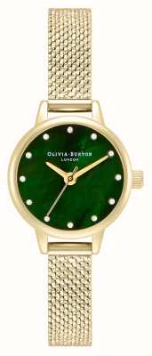 Olivia Burton Klassiek mini-wijzerplaat groen parelmoer & gouden mesh horloge OB16MN12