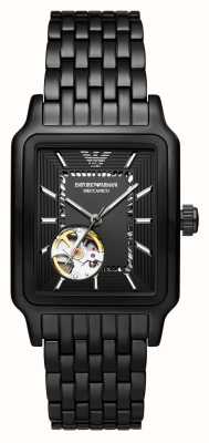 Emporio Armani Heren rechthoekig open hart wijzerplaat zwart pvd horloge AR60058