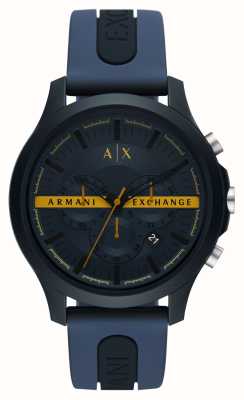 Armani Exchange Donkerblauwe wijzerplaat chronograaf | blauwe siliconen band AX2441
