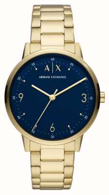 Armani Exchange Blauwe wijzerplaat | goud pvd vergulde armband AX2749