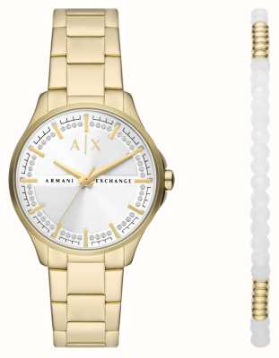 Armani Exchange Goud pvd vergulde horloge en armband cadeauset AX7139SET