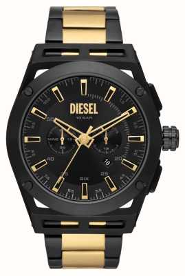 Diesel Tijdschema zwarte wijzerplaat | zwart/gouden pvd vergulde armband DZ4612
